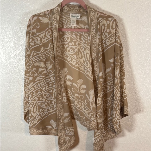 Coldwater Creek Neutral Abstract Floral Kimono Topper Size Medium - Picture 1 of 4